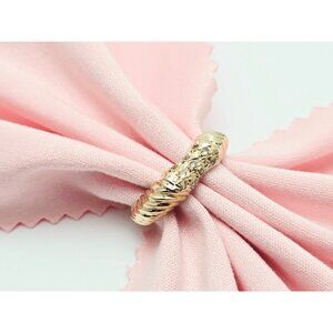 Art Deco 14K Karat Solid Yellow Gold Designer Diamond Cut CZ Ring - 6.50 Size